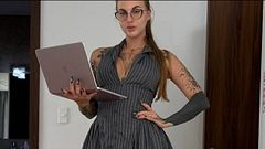 Caught Masturbating in Hotel Room - Secretary Gets Fucked Hard and Creampied Deep Inside