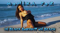 Sexy Monika Fox In Black Bodysuit On Beach