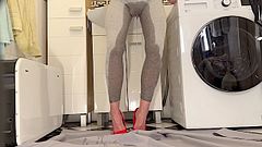 Wetting my Leggins and Red High Heels