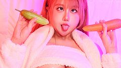 ASMR Hot Bunny Girl Mukbang | Eat Cucumbers & Eat Carrots | Ear Eating & Mouth Sound
